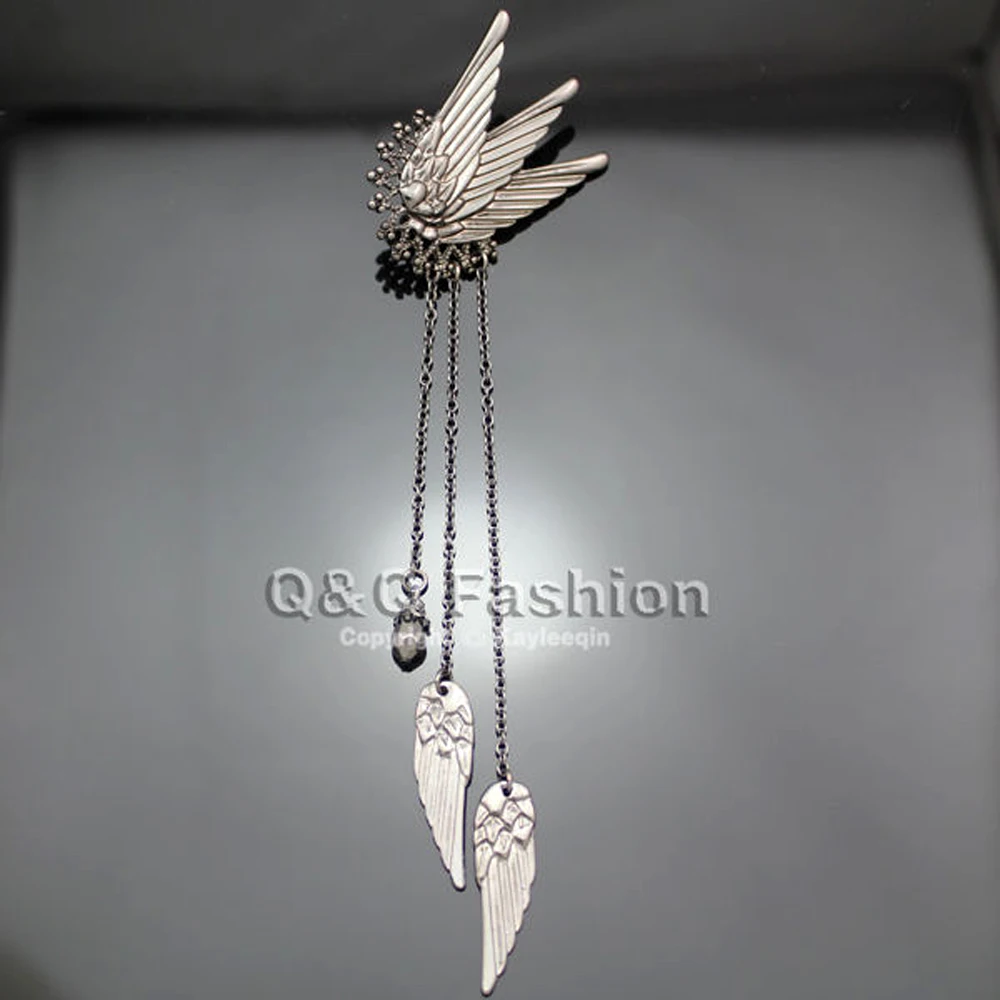 Hada cola elfo Pixie Ángel ala cadena larga borla oreja puños oreja Clip en Pinzas pendientes oorbellen Brincos elegante vestido joyería