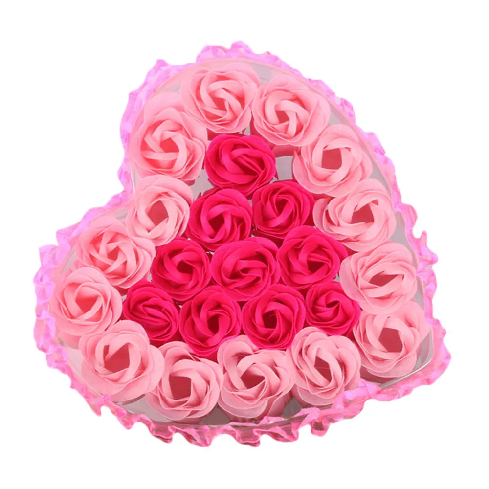 24 шт. сердце Ароматические ванны тела лепесток розы мыло Свадебные украшения подарок F1115