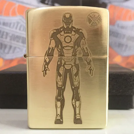 

Free shipping windproof lighters five surface etching pure copper iron man