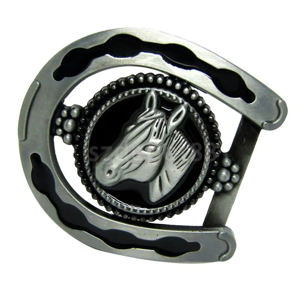3D Cool Horseshoe Horse Head Belts Buckles Mens Horse Shoe Buckle Metal Animal Vintage Western Cowboy