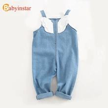 Babyinstar/детские джинсовые комбинезоны; одежда для маленьких девочек; комбинезоны с крыльями ангела для девочек; детская одежда для малышей
