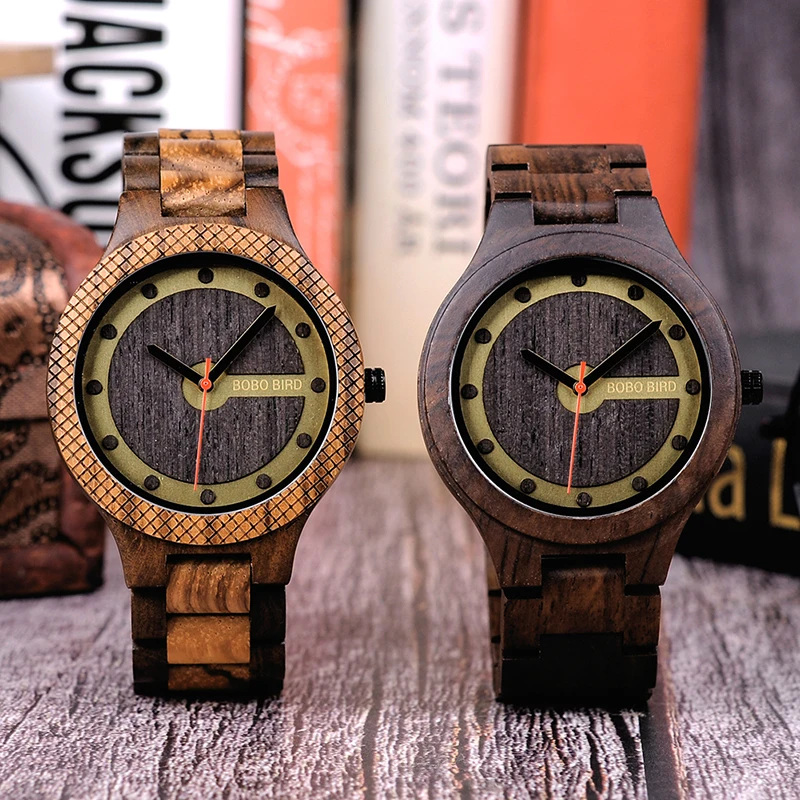 BOBO BIRD Timepieces Men Wooden Watch with Dial Sport New Design Wristwatch Relogio Masculino in Wooden Box Accept Drop Shipping