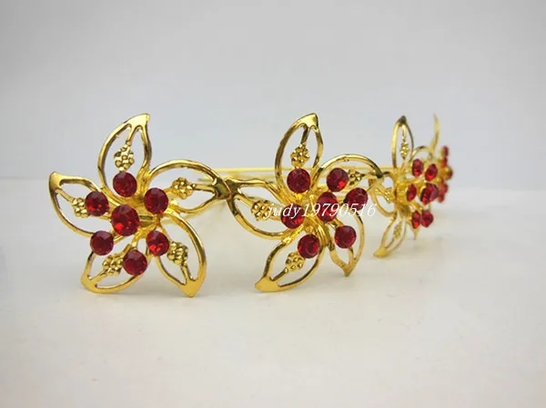 

30 pcs/lot women new fashion hair accessories Wedding Bridal Gold Windmill Red Rhinestone Crystal hair ornament