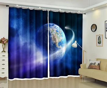 

Luxury Curtains Earth Moon print 3D Curtains For Living room Bedroom Hotel Office Drapes Cortinas para sala Dormitorio Rideaux