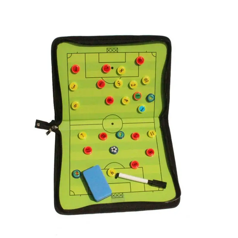 

Football Soccer Magnetic Tactic ClipBoard Coaching Strategy Board Kit Equipment Foldable and Portable Tool