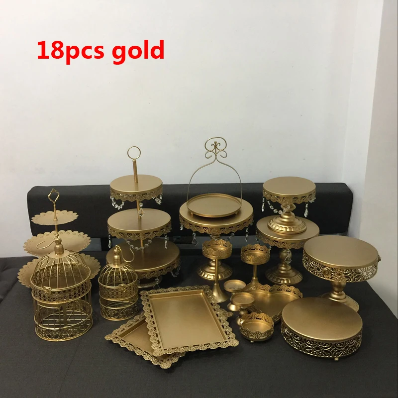 

gold wedding cake stand set 18 pieces cupcake stand barware decorating cooking cake tools bakeware set party dinnerware