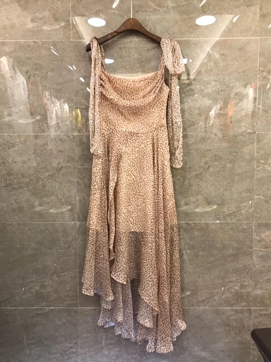 

Summer 2019 new leopard print pattern tie knot SLING DRESS 623
