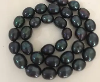 

gorgeous 10-11mm tahitian black green baroque pearl necklace 18inch 14k