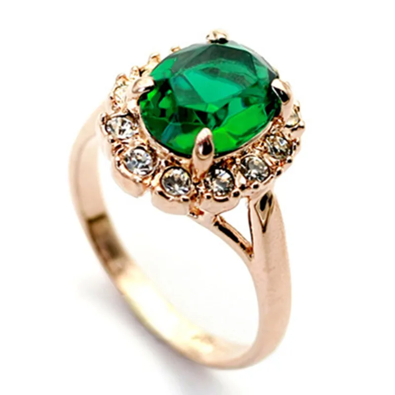 CC Ювелирные изделия, модные ювелирные кольца для женщин, роскошный зеленый камень, розовое золото, цвет невесты, обручальные кольца, обручальное кольцо, Bijoux CC615