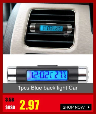 1pcs Blue back light Car Thermometer Clock LCD Clip-on Digital Luminous Backlight Automobile Car Clock Calendar Hot