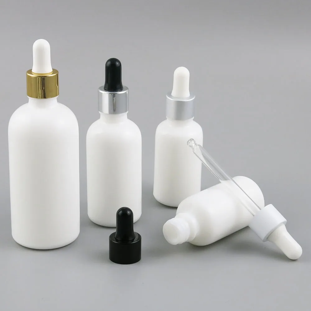 

10 x 30ml 50ml 100ml Essential Oil Portable White Jade Bottles With Colorful Dropper For Liquid Reagent Pipette Bottle Travel