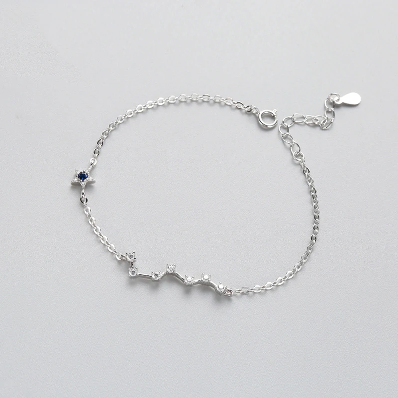 INZATT модный браслет из стерлингового серебра 925 пробы Beidou Seven Star для женщин синяя подвеска с цирконом металлические звеньевые украшения подарок на день рождения
