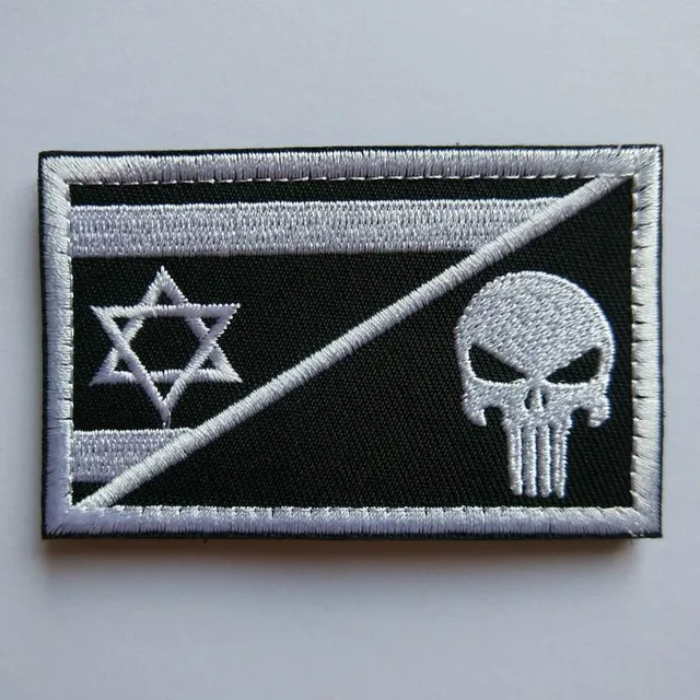 1pcs Embroidery Israel Flag Brassard Skull Tactical Patch Cloth Punisher Armband Army Hook And Loop Emblem 1pcs Embroidery Israel Flag Brassard Skull Tactical Patch Cloth Punisher Armband Army Hook And Loop Emblem Morale Combat Badge