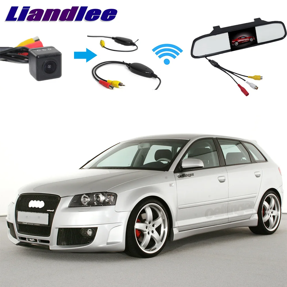 Liandlee 3 in1 Wireless Receiver + Mirror Monitor DIY Backup Parking System For Audi A3 8P 2004~2012 Special Rear View Camera (14)