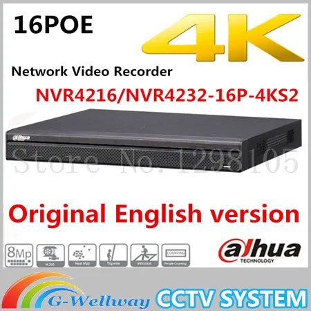 

Original Dahua English version NVR4216-16P-4KS2 NVR4232-16P-4KS2 16 32Channel 1U 16PoE 4K H.265 Lite Network Video Recorder