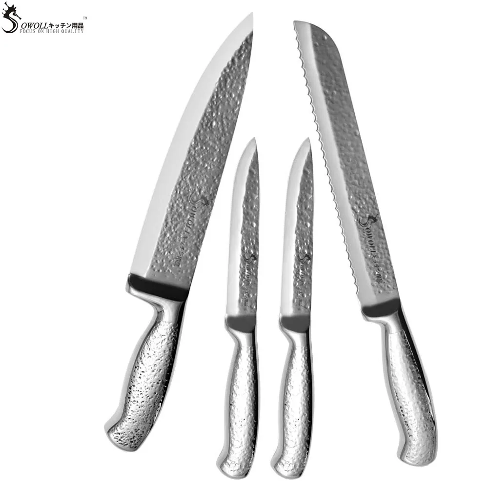 Sowoll Brand Stainless Steel Knife Hammer Pattern 8" Chef Bread Kitchen