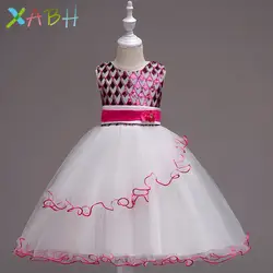EAZII детское платье с пайетками сетчатая пачка платье для игры на фортепиано платье принцессы хост свадебное платье с цветочным узором для