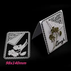 98x140 мм кружево Роза рамки изготовление записки поздравительная открытка кружево полые металлические прорезной трафарет для окраски рамки