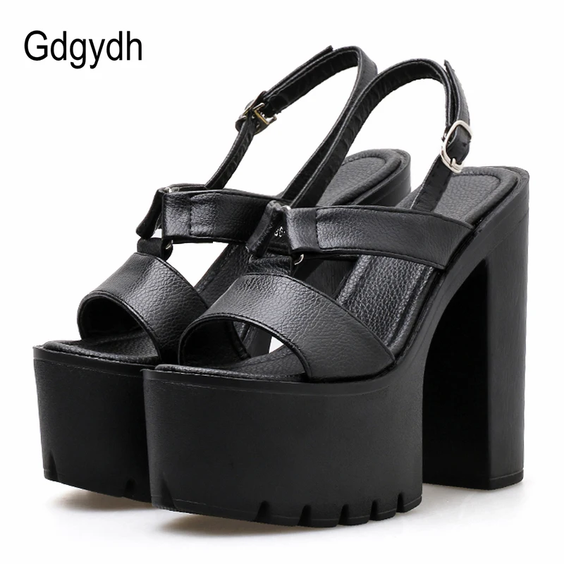 Женские босоножки на платформе Gdgydh черные Босоножки с открытым носком ремешком