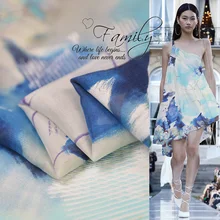 100cm*140cm Natural Dress Material Flower Silk Chiffon Fabric Painting