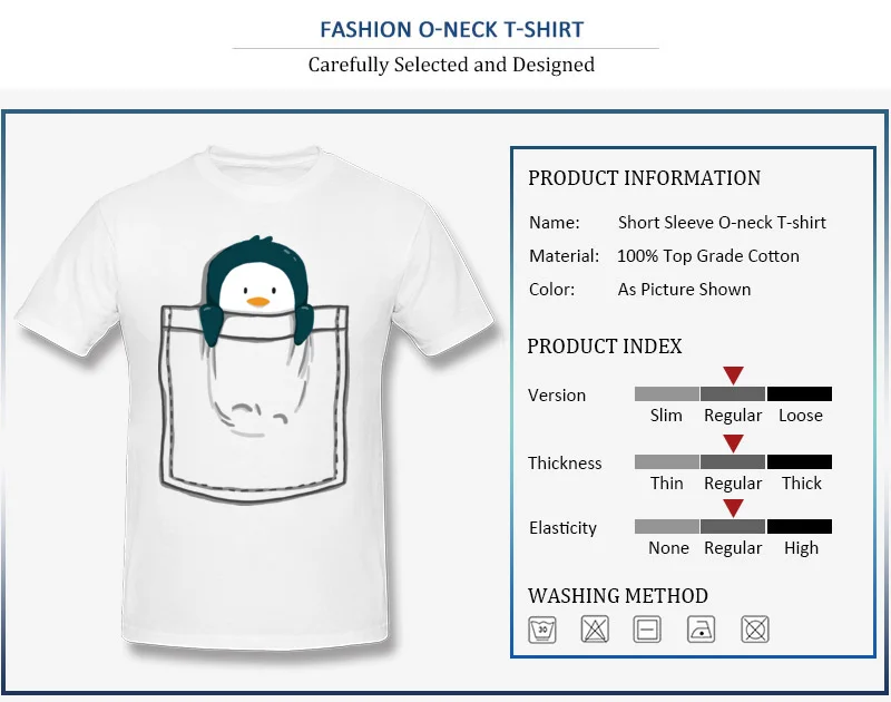Faddish Male T-shirts O Neck Summer/Fall Short Sleeve Cotton Fabric Tops Tees Pocket Penguin Simple Style Sweatshirts Pocket Penguin