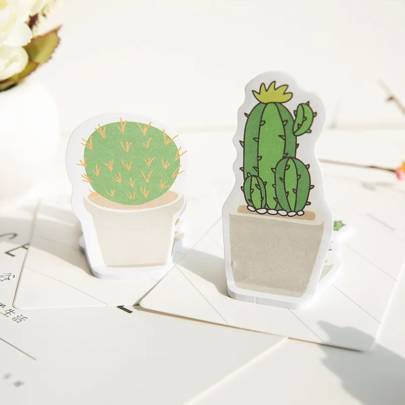 Cartoon Cactus Memo Pads Diary Stickers N Times post Office learning sticky Stickers Stationery Supplies