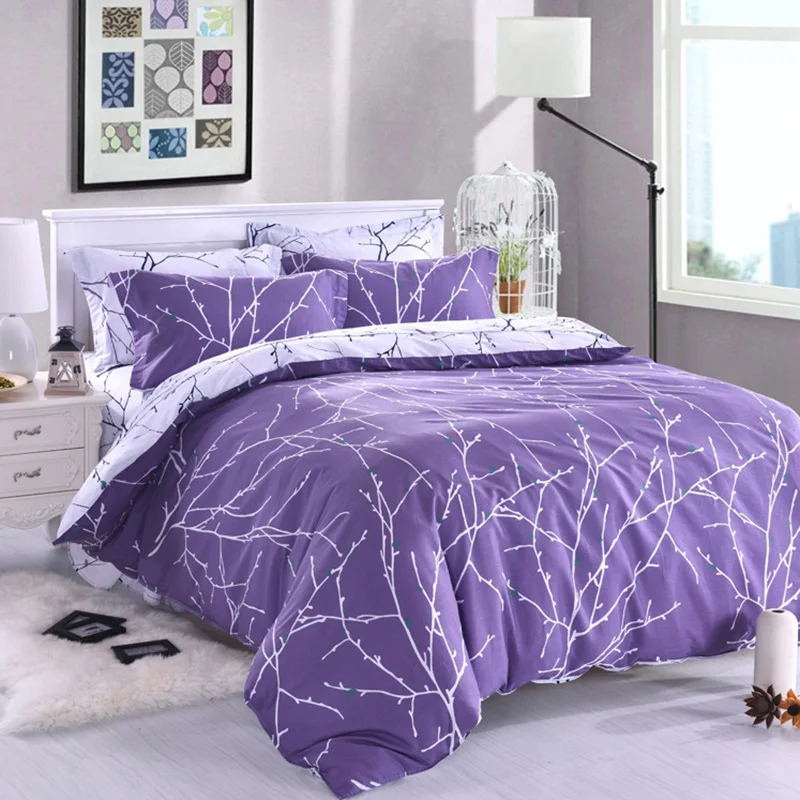 Purple Twigs Duvet Cover Flat Sheet Pillow Cases Single King