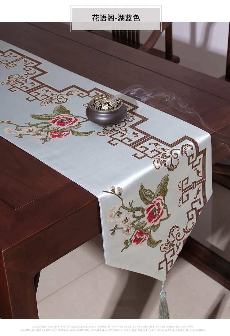 Классический лоскутный китайский цветок красный настольная дорожка желтый обеденный стол коврик кофейная скатерть рождественское место коврик Прямоугольный белый