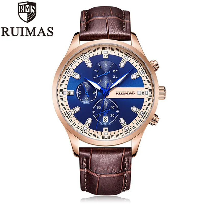 

Ruimas Top Brand Luxury Men Quartz Watches Men Calendar Male Clock Man Fashion Sport Leather Wrist Watch Relogio Masculino