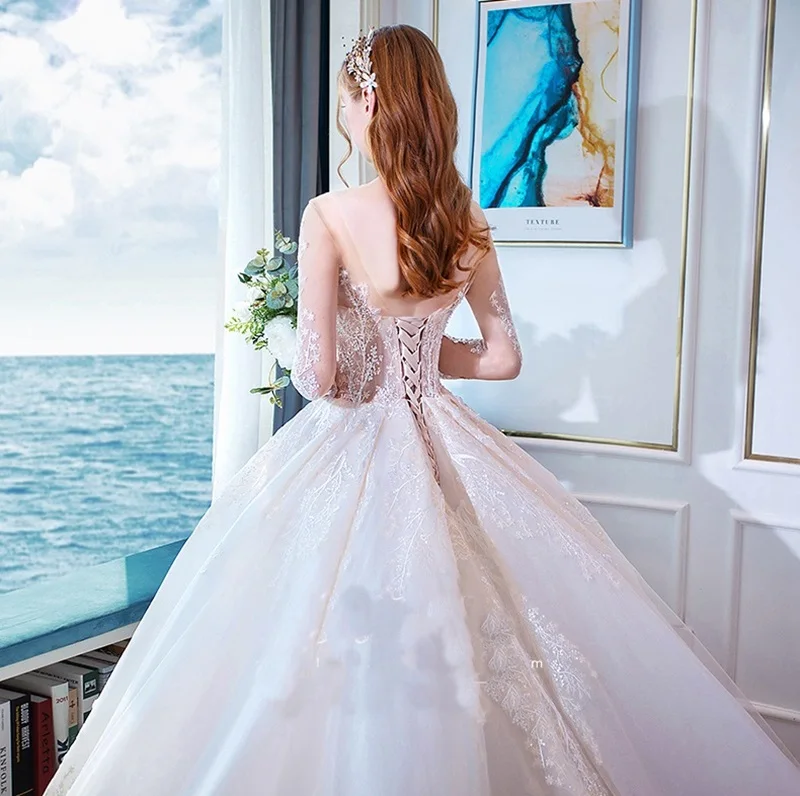 Свадебные платья Robe Mariee Princesse seeсквозной Топ вышивка невесты платье пляжное роскошное Бохо шикарное свадебное платье TS823