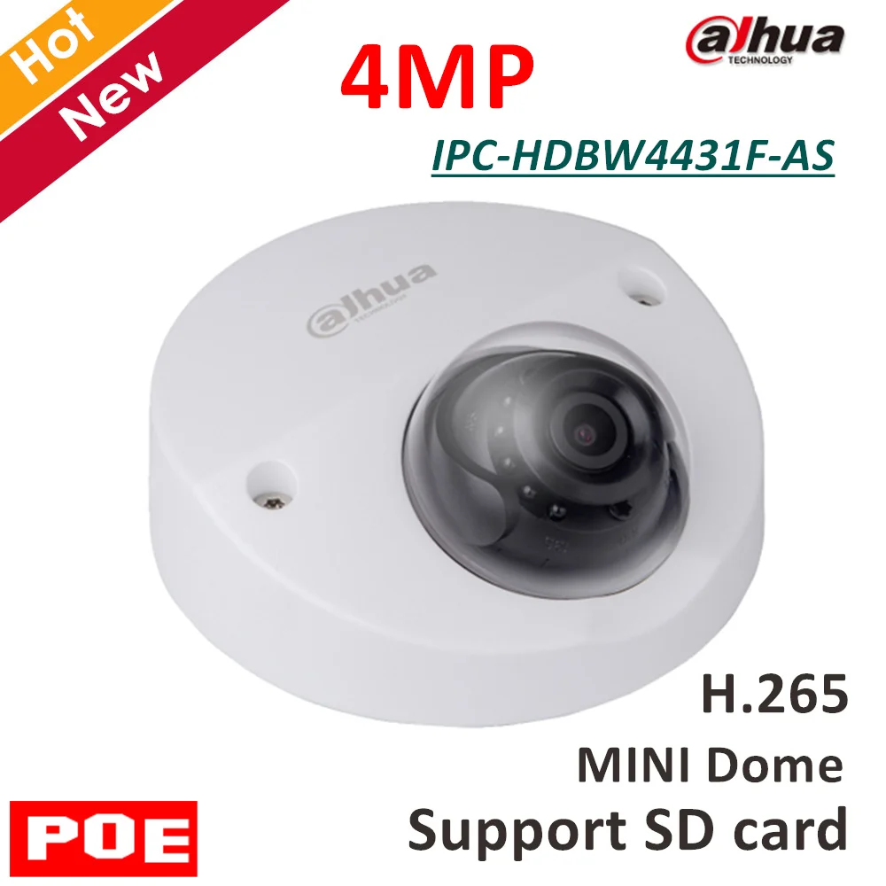 4MP Dahua English IP Camera IPC-HDBW4431F-AS IR Mini Dome Security H.265 Support SD card function and POE | Безопасность и защита