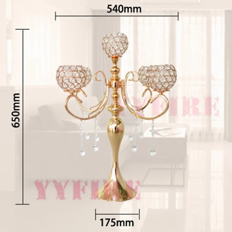 10 шт./лот роскошный золотой цвет 5 рычажных канавок канделябры полый железный