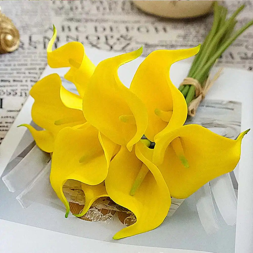 Flores artificiales de PE Calla para año nuevo, adornos navideños para el  hogar, jarrones, ramo de novia, artesanía de flores para fiesta de boda, 10  