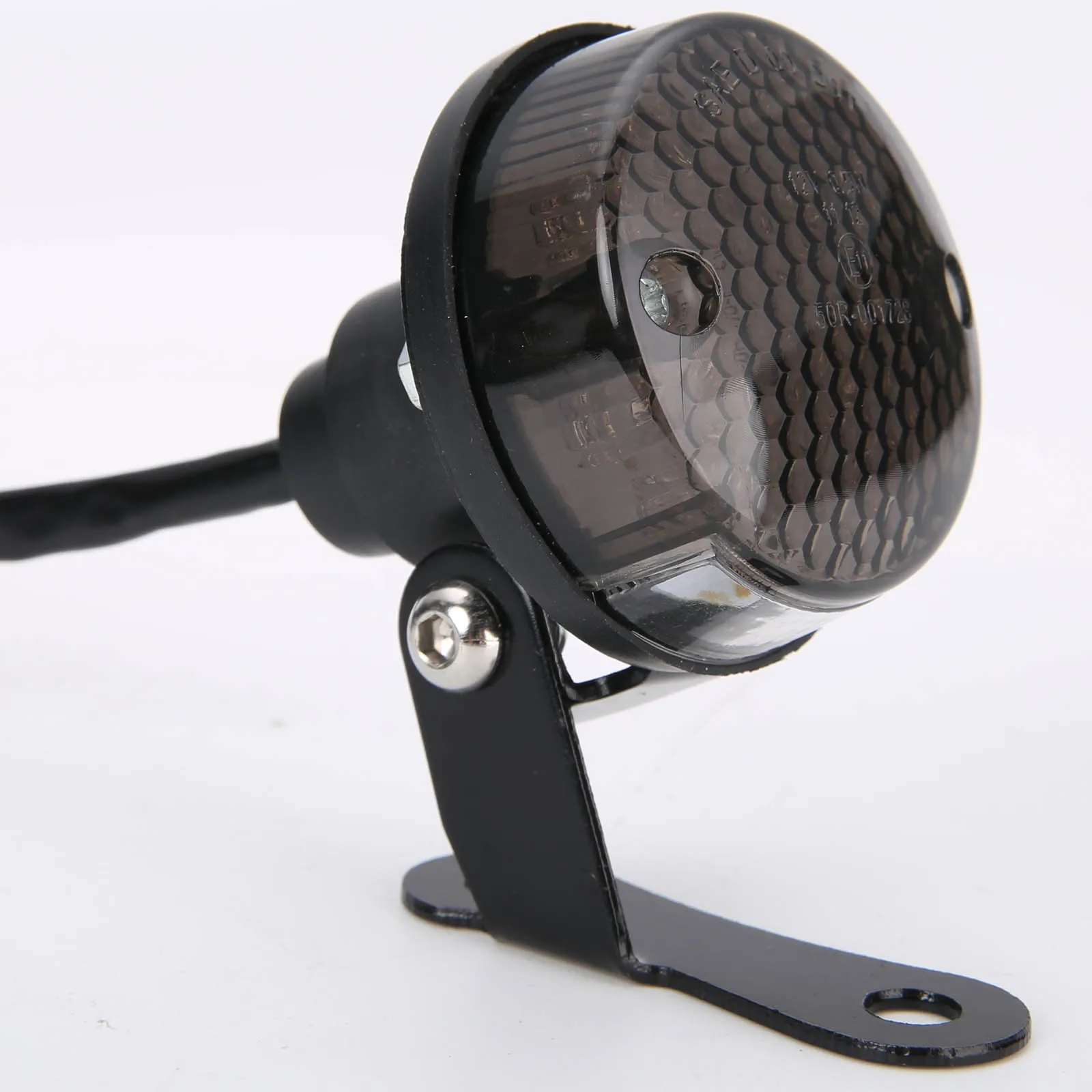 Red LED Motorcycle Universal Round Rear Tail Brake Light License Plate Lamp Black for Motorbike Chopper Dirt Bikes DC 12V