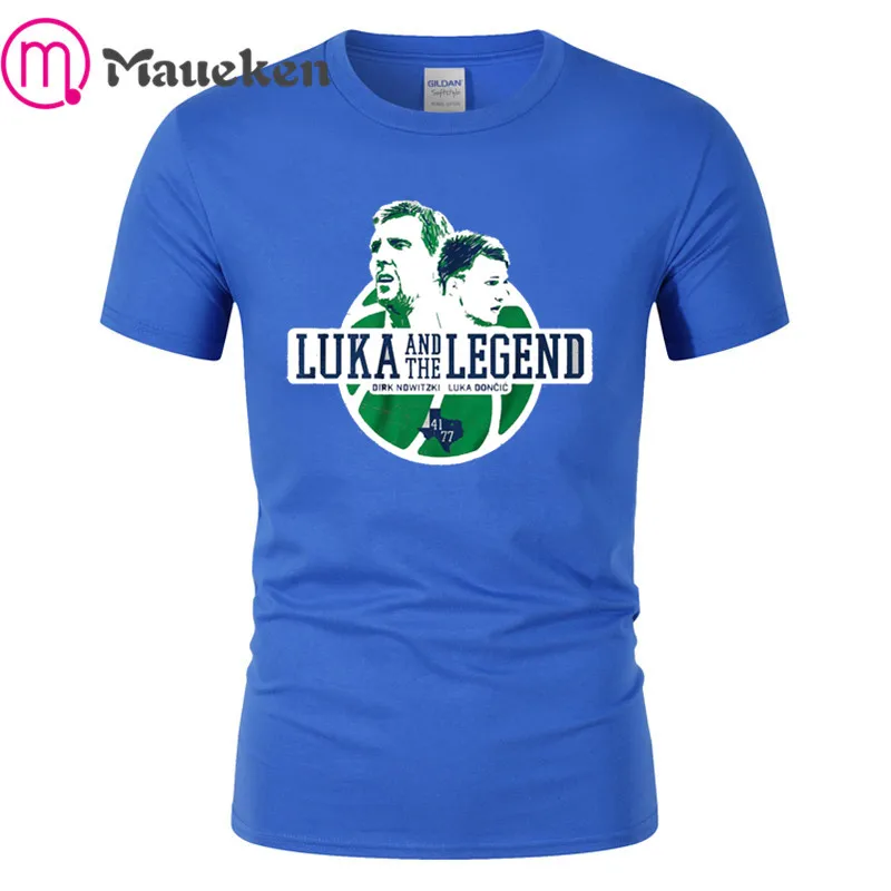 2019 Dirk Nowitzki and Luka Doncic fashion 100% cotton funny t shirt for dallas fans gift t-shirts
