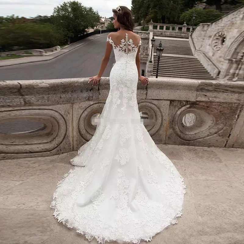 LORIE-2019-Vintage-Mermaid-Wedding-Dress-Full-Length-Bridal-Gown-Sexy-Cap-Sleeve-Bridal-Wedding-Gown