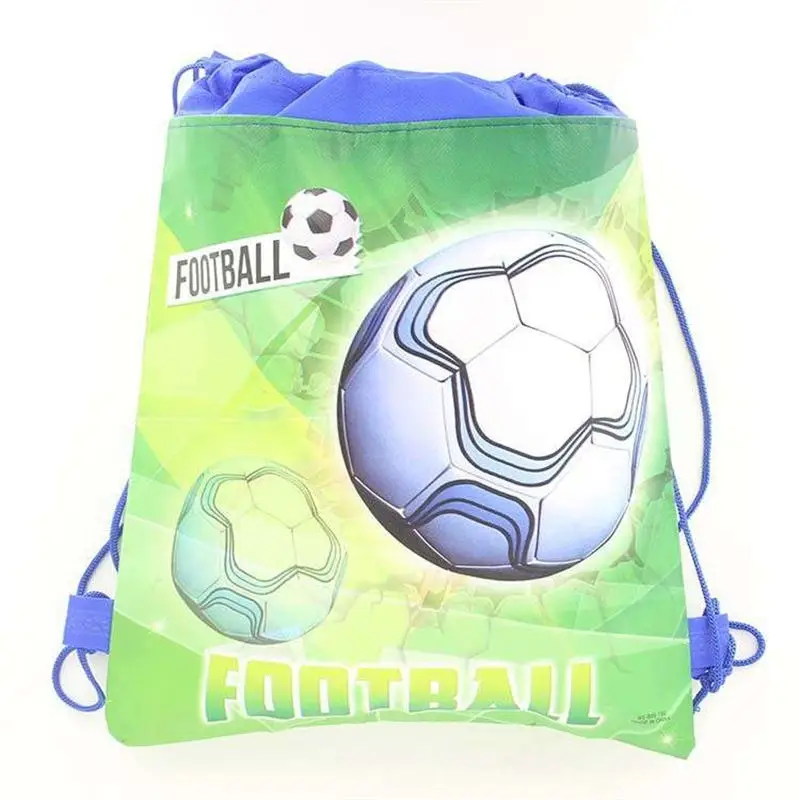 

1pcs/lot Green Football Drawstring Bags Kids Boy Favors Non-Woven Fabric Backpack Birthday Party Supplies 34cmx27cm