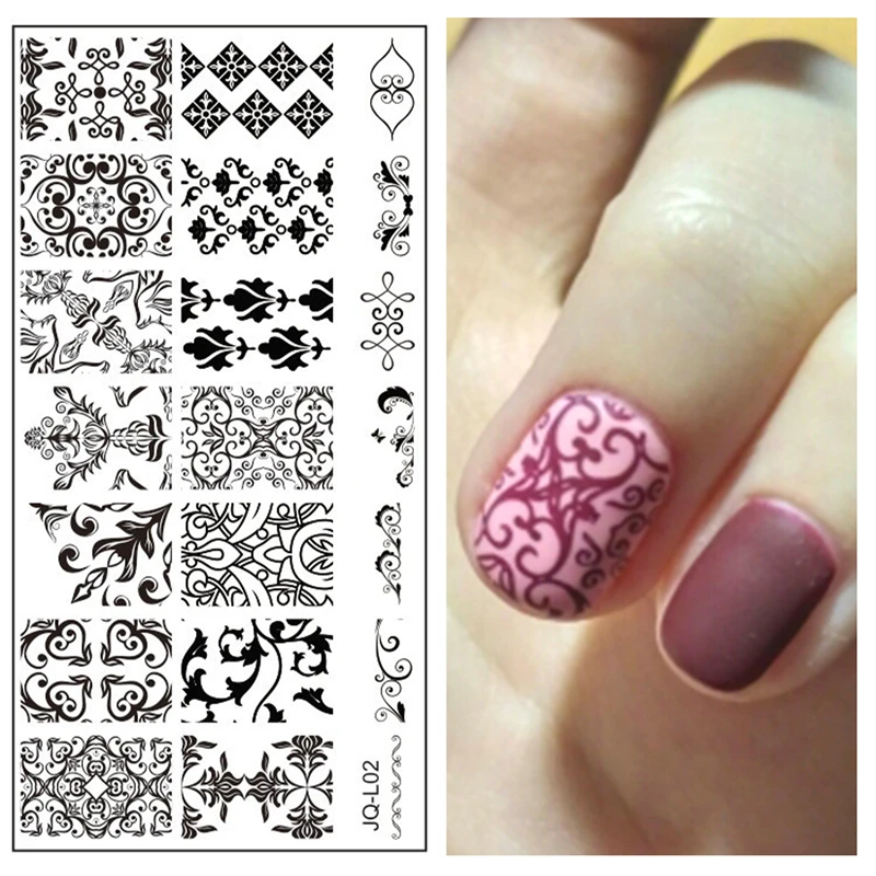 12x6 см из нержавеющей стали красивые кружевные изображения для дизайна ногтей DIY принтер для печати изображений маникюрные трафареты для штамповки ногтей пластины Шаблоны