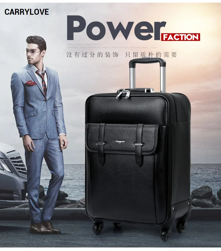

CARRYLOVE 2018 Business luggage 16/20/24 size High-quality PU Rolling Luggage Spinner brand Travel Suitcase