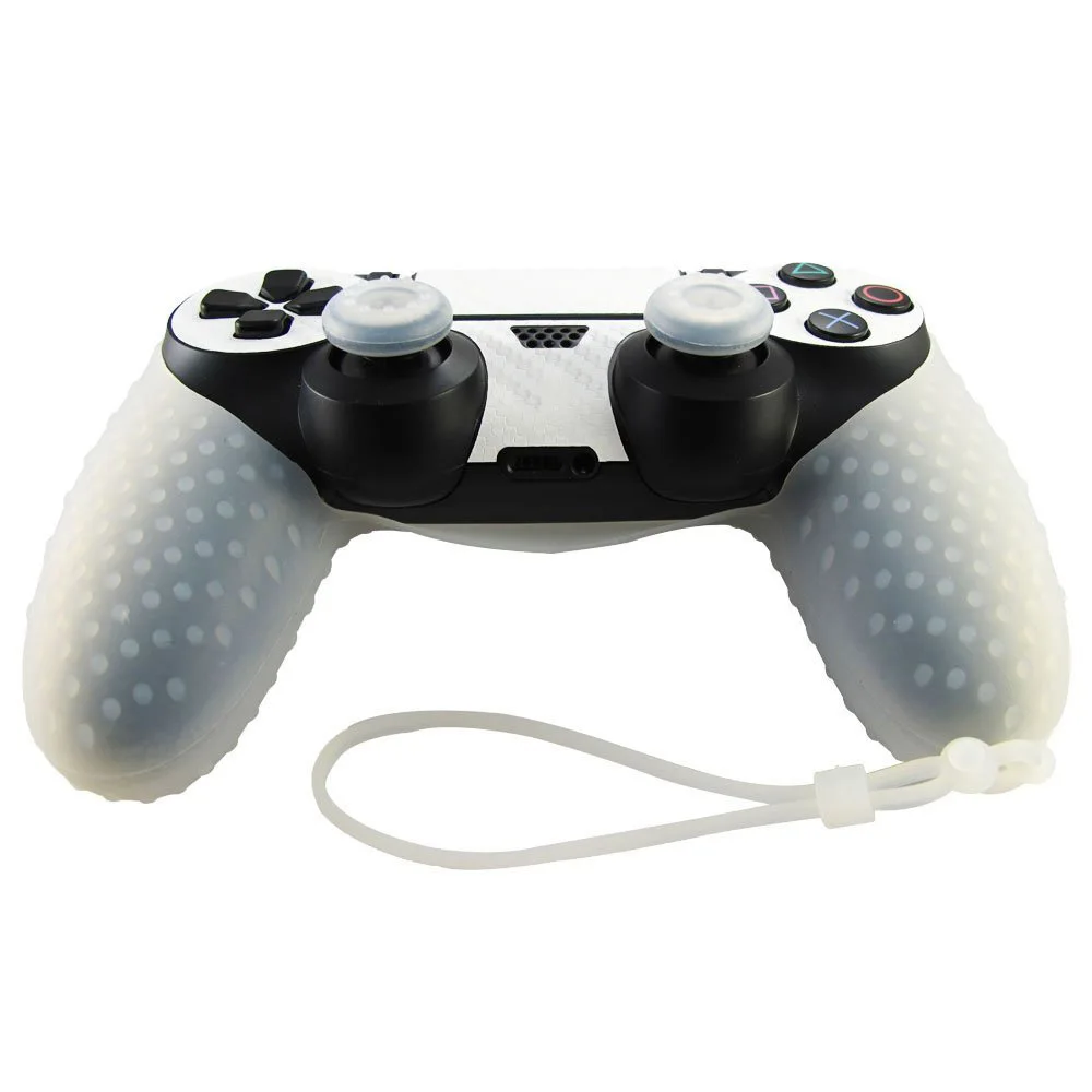 YOTEEN силиконовый резиновый чехол для sony PS4 с ремешком на руку для sony PS4 Camepad Thumb Stick Grips cap