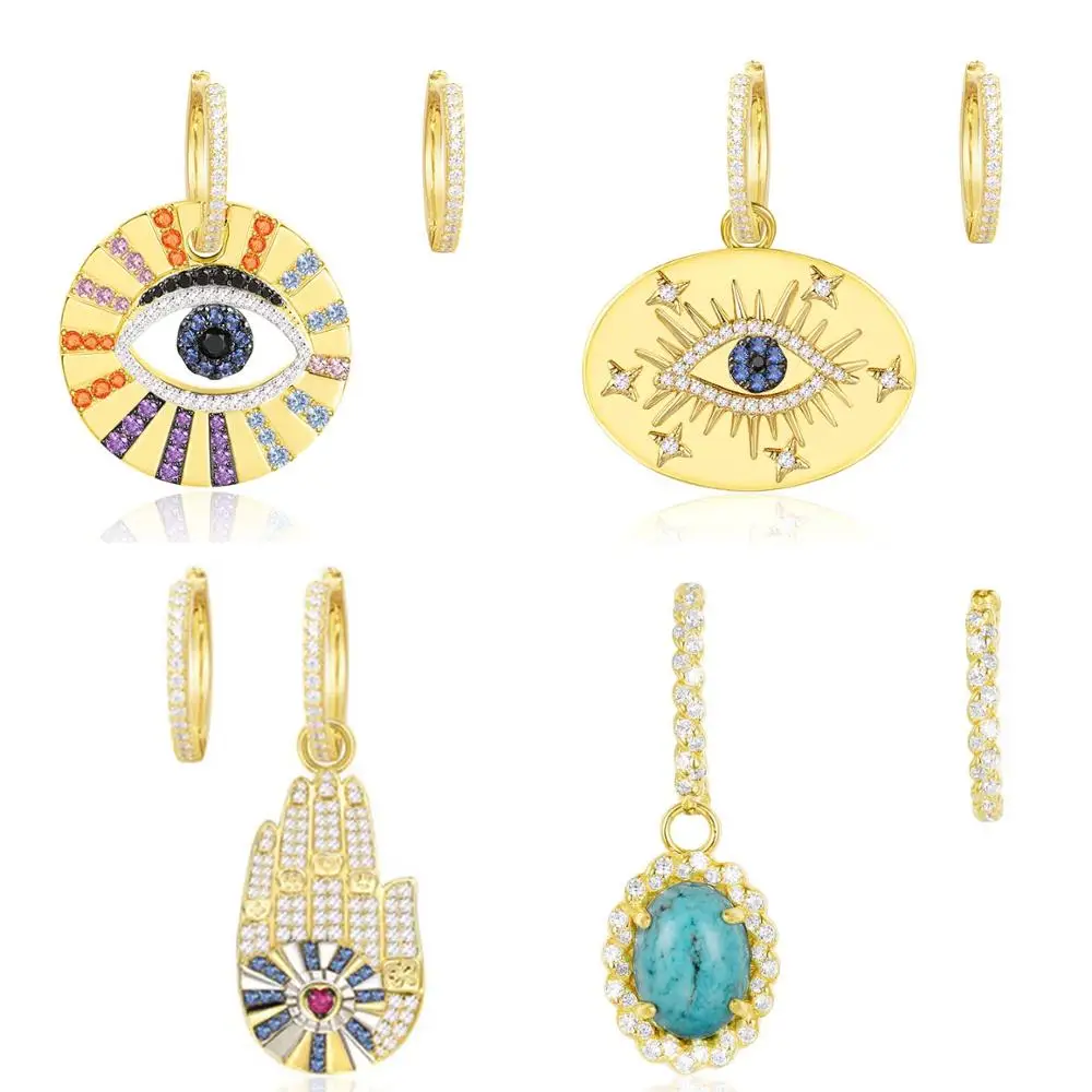 

service you Fashion 100% Sterling Silver APM Original 1:1 High Quality Colorful Lucky Eyes Earrings Women Jewelry Free Mail
