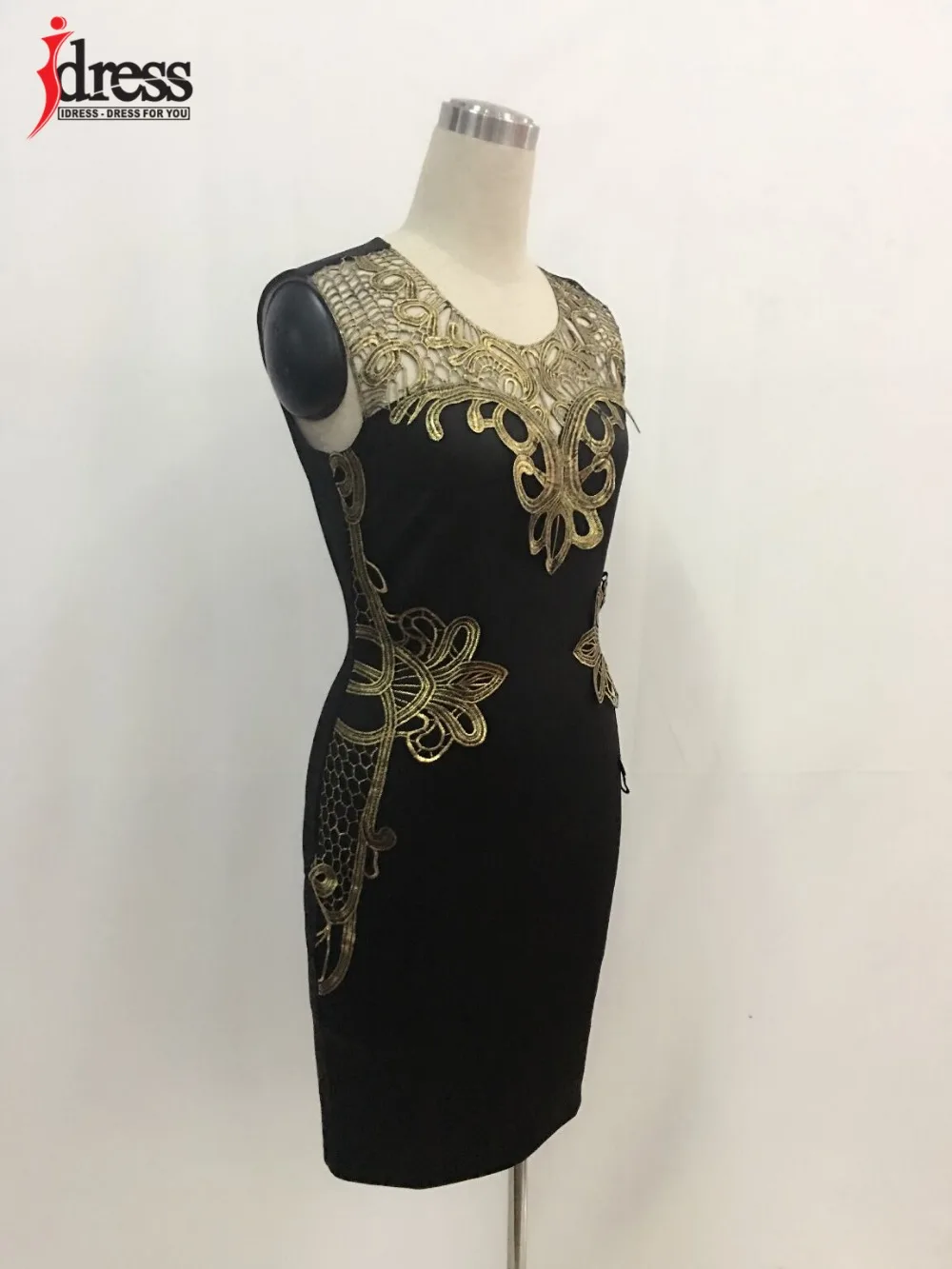 IDress Plus Size Women Clothing Bodycon Trendy Print Evening Dress for Women Golden Embroidered Dress Summer Women High Quality (2)