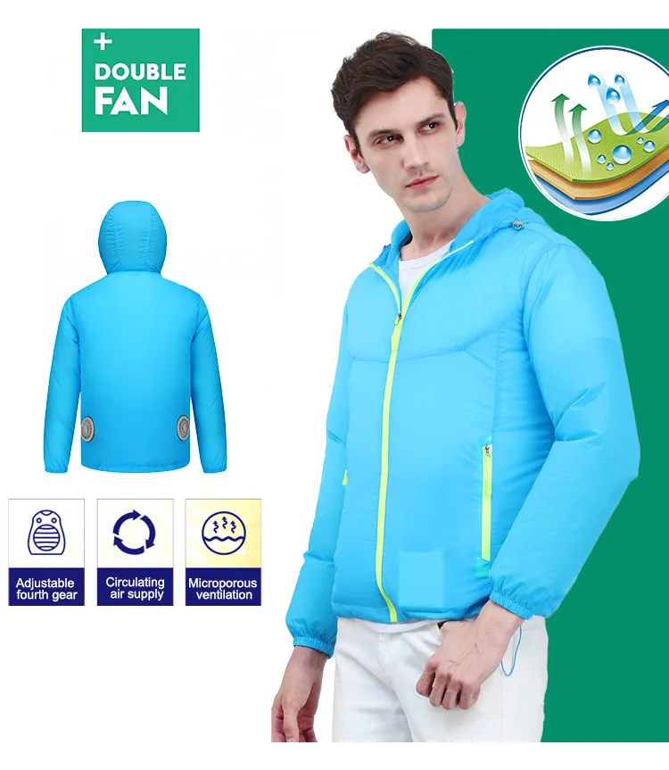 Air conditioning Jackets Summer Thin Breathable Cooling Fan Clothes Couples Outdoor Anti-heat Fishing Working Fan Clothing (2)