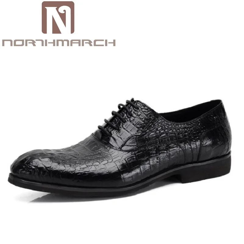 

NORTHMARCH Men Italian Elegant Formal Dress Leather Shoes Winter Luxury Crocodile Pattern Male Footwear Fashion Oxford Shoes Men