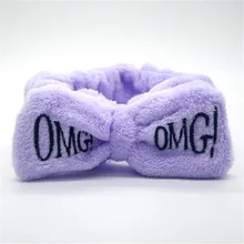 AWAYTR – bandeau Omg coréen pour femmes, bandeau pour cheveux, lavage du visage et maquillage, lettres, broderie, nœud, accessoires pour filles, hiver
