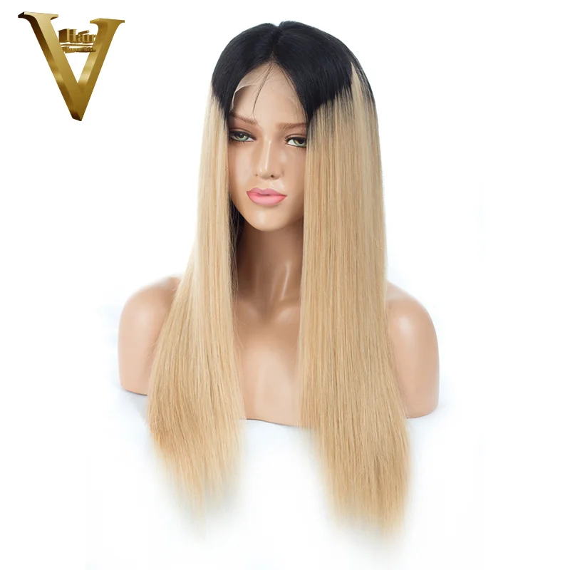 150 Destiny Ombre 1B/27 Lace Front Human Hair Wigs Straight Glueless Brazilian Remy For Women