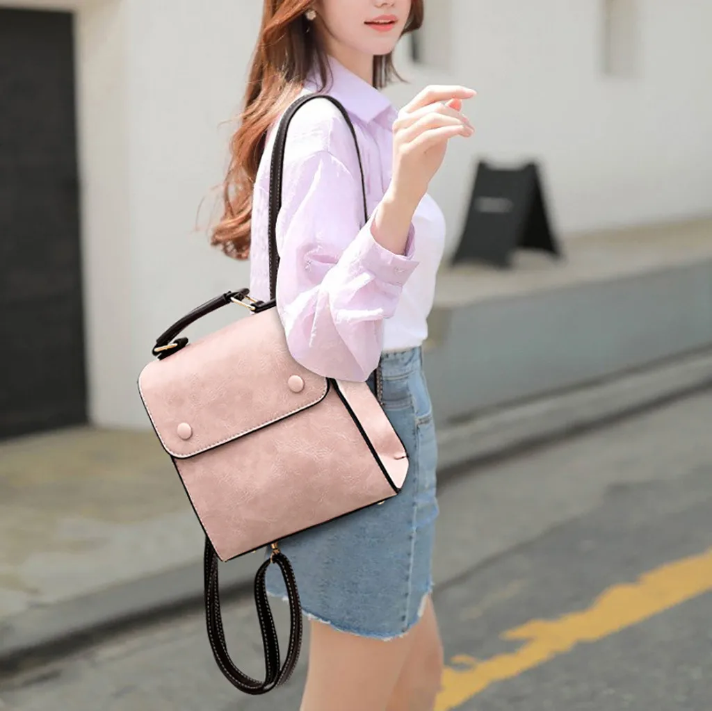

Women Backpack Leather 2019 School Travel Book Bag Hasp Anti Theft Casual Daypack For Girl Vintage Satchel Waterproof Rucksack