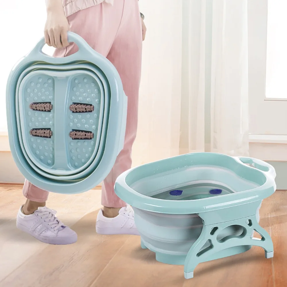 Folding Roller folding foot bath portable foot bath barrel massage barrel soaking basin Portable Folding Travel Feet Spa#15F