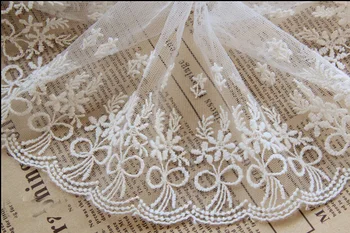 

10 yard 10cm 3.93" wide ivory/beige bow tulle gauze dress mesh embroidered lace trim tapes ribbon 47h68f free ship