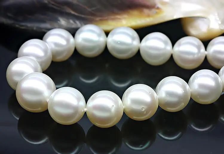 

HUGE 18"11-12MM NATURAL SOUTH SEA GENUINE WHITE ROUND PEARL NECKLACE 14K